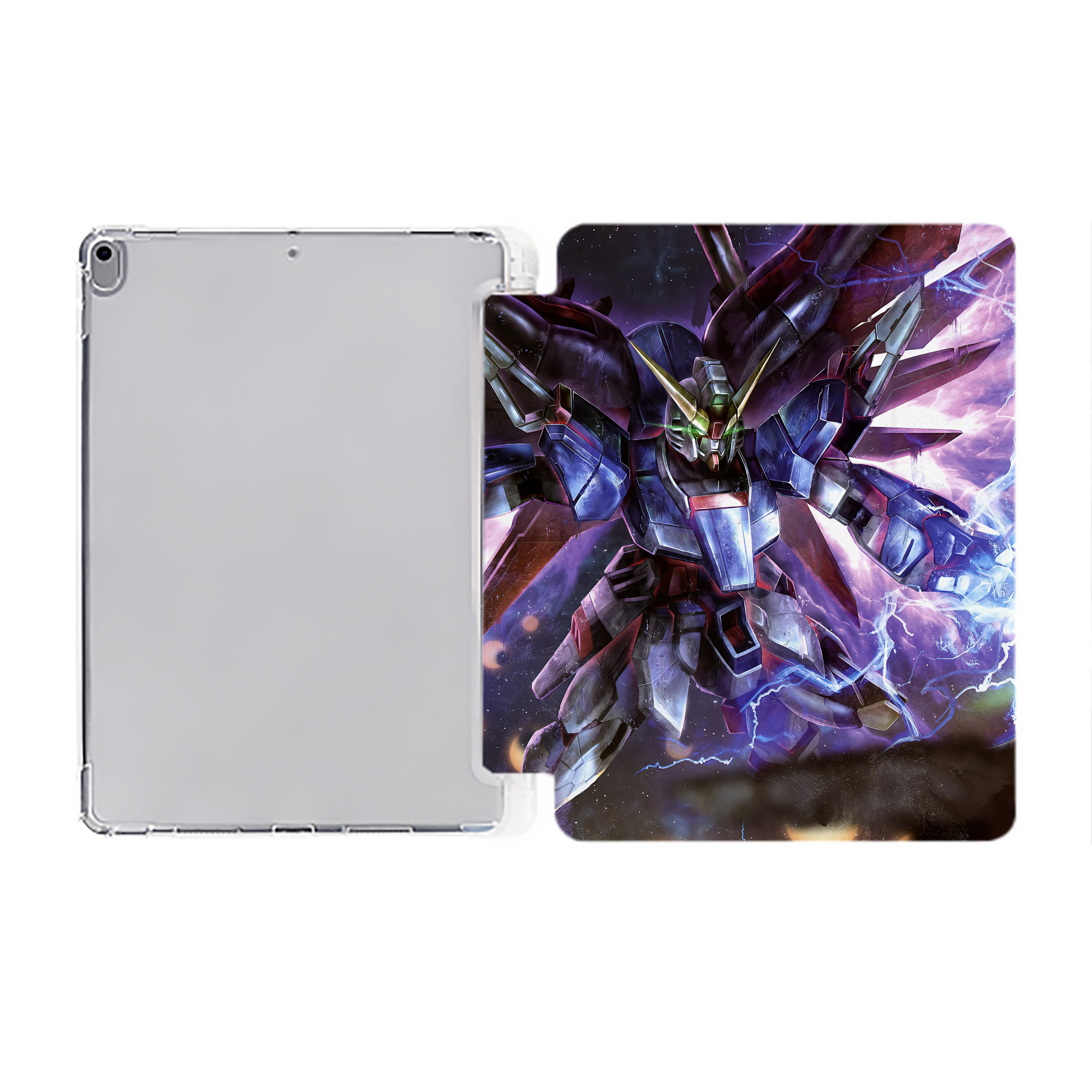 （画像用） 機動戦士ガンダム Mobile Suit Gundam IPad ケース ペン収納付き 三つ折りスタンド PUレザー×シリコン 対応機種9.5/10.5/10.9インチ
